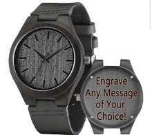 Cargar imagen en el visor de la galería, Engraved Leather and Wooden Watch