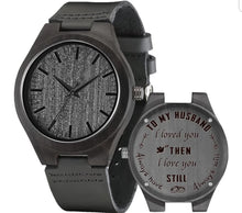 Load image into Gallery viewer, Engraved Leather and Wooden Watch
