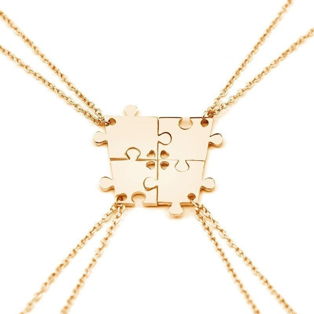 4 Piece Interlocking Puzzle Necklace set