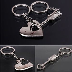 Love Heart Arrow Keychain Set