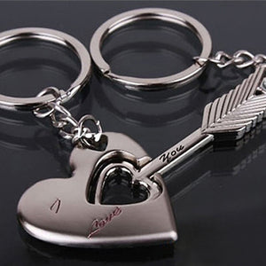 Love Heart Arrow Keychain Set