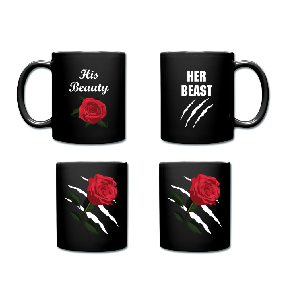 Every Beauty Needs A Beast Romantic Matching Coffee Mugs - Perfect Anniversary and Valentines Day Gift for Couples