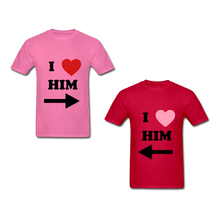 Load image into Gallery viewer, I Love Him and I love Him Adult Tagless T-Shirts
