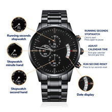 Cargar imagen en el visor de la galería, Engraved Black Chronograph Watch - To My Husband
