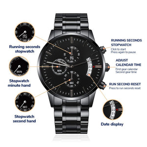 Engraved Black Chronograph Watch - To My Husband