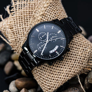 Engraved Black Chronograph Watch - To My Husband