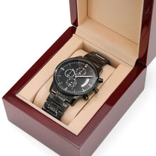Cargar imagen en el visor de la galería, Engraved Black Chronograph Watch - To My Husband
