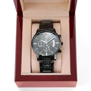 Engraved Black Chronograph Watch - To My Husband