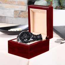 Cargar imagen en el visor de la galería, Engraved Black Chronograph Watch - To My Husband
