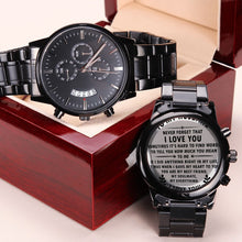 Cargar imagen en el visor de la galería, Engraved Black Chronograph Watch - To My Husband
