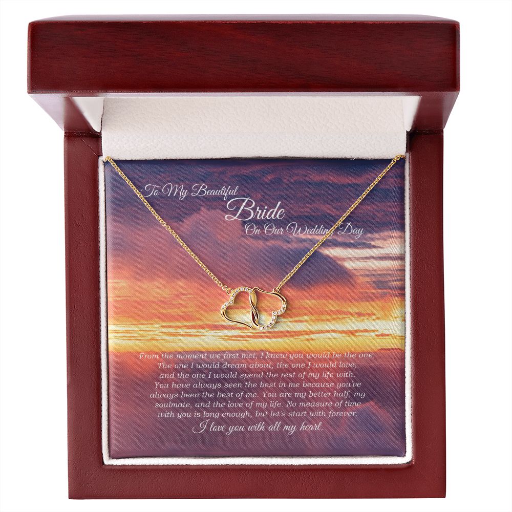 Intertwined Everlasting Love Solid 10k Gold Diamond Necklace - To My Beautiful Bride