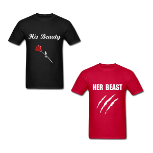 His Beauty and Her Beast Adult Tagless T-Shirts