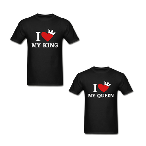 I Love My King/My Queen Adult Tagless T-Shirts