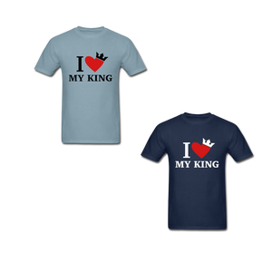 I Love My King/My Queen Adult Tagless T-Shirts