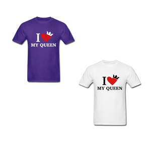 I Love My King/My Queen Adult Tagless T-Shirts