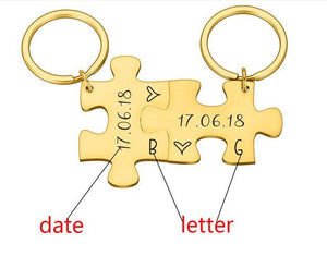 Custom Matching Puzzle Piece Keychain Set