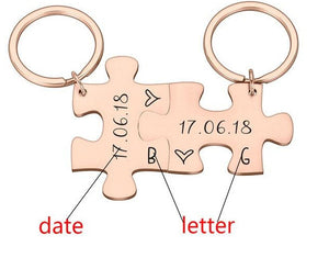 Custom Matching Puzzle Piece Keychain Set