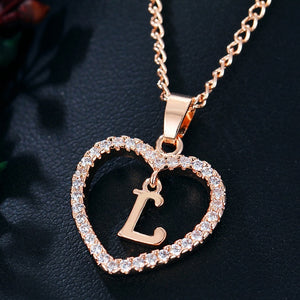 Initial Heart Pendant Necklace