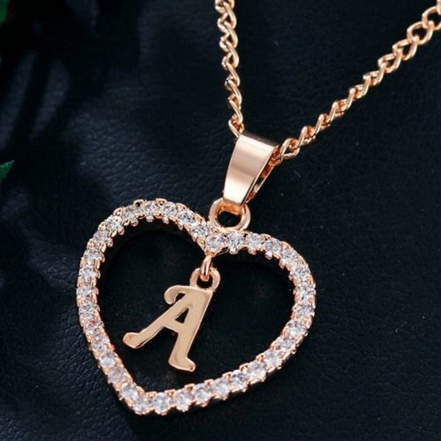 Initial Heart Pendant Necklace