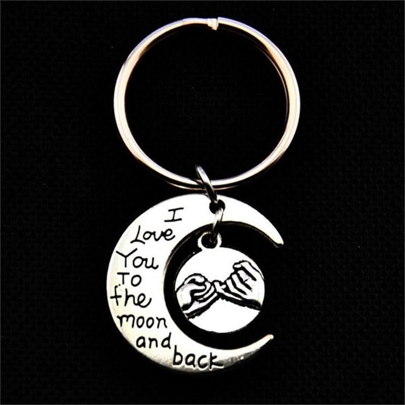 I Love You To The Moon and Back Promise Keychain