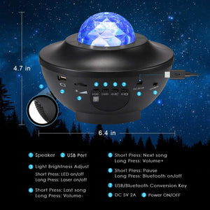 Starry Sky & Ocean Waves Projector with Bluetooth Speaker