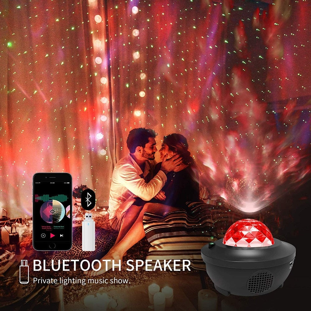 Starry Sky & Ocean Waves Projector with Bluetooth Speaker