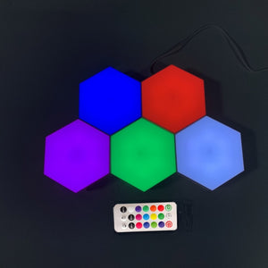 Multi-coloured LED Touch Sensitive Hexagon Lamp