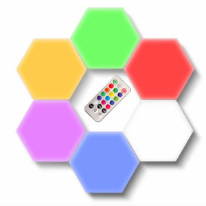 Multi-coloured LED Touch Sensitive Hexagon Lamp