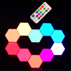 Multi-coloured LED Touch Sensitive Hexagon Lamp