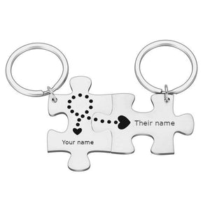 Custom Matching Always Connected Puzzle Piece Keychain Set