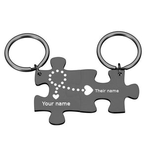 Custom Matching Always Connected Puzzle Piece Keychain Set