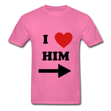 Load image into Gallery viewer, I Love Him and I love Him Adult Tagless T-Shirts
