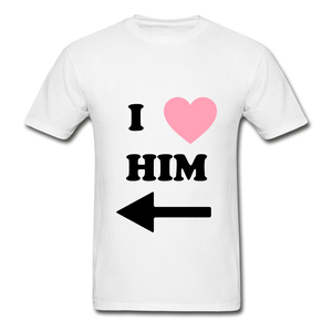 I Love Him 2 Hanes Adult Tagless T-Shirt - white