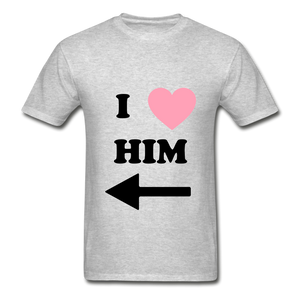 I Love Him 2 Hanes Adult Tagless T-Shirt - heather gray