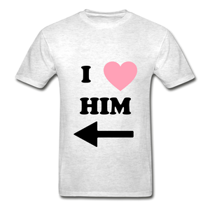 I Love Him 2 Hanes Adult Tagless T-Shirt - light heather gray