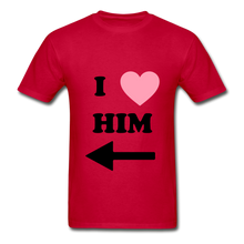 Load image into Gallery viewer, I Love Him 2 Hanes Adult Tagless T-Shirt - red
