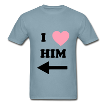 Load image into Gallery viewer, I Love Him 2 Hanes Adult Tagless T-Shirt - stonewash blue
