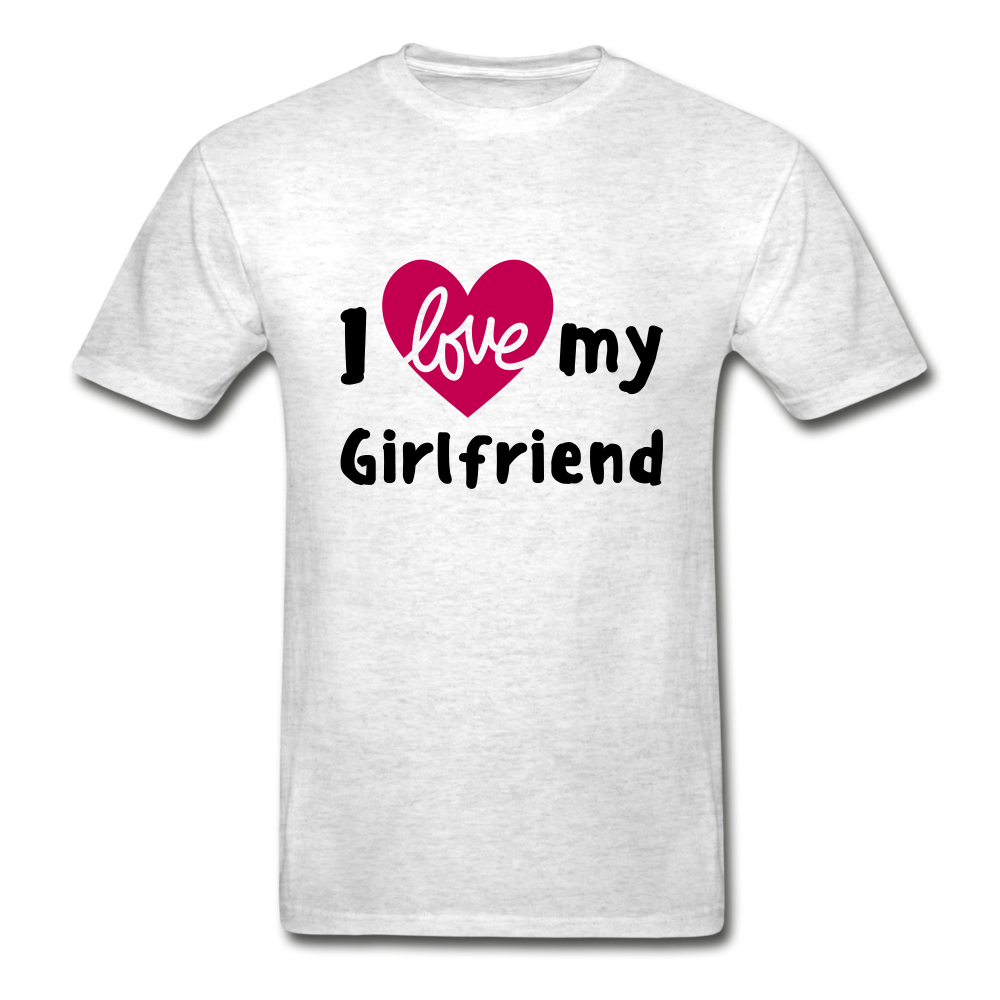 I Love My Girlfriend Adult Tagless T-Shirt - light heather gray