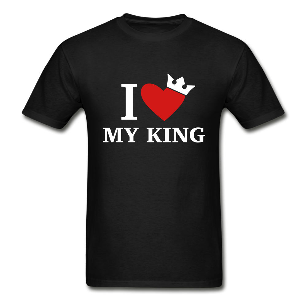 I Love My King Adult Tagless T-Shirt - black