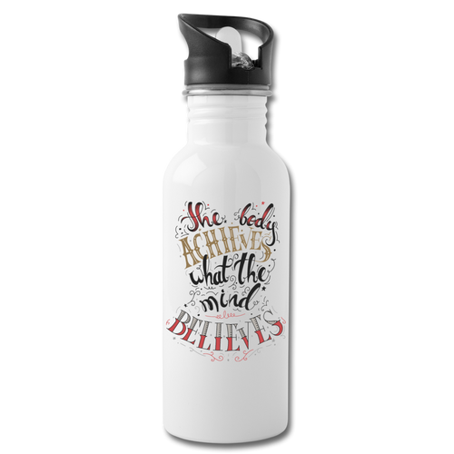 Believe and Achieve Water Bottle - white