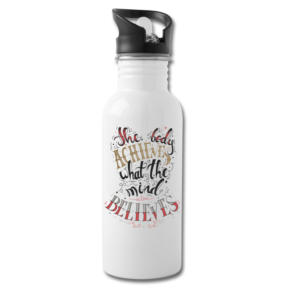 Believe and Achieve Water Bottle - white