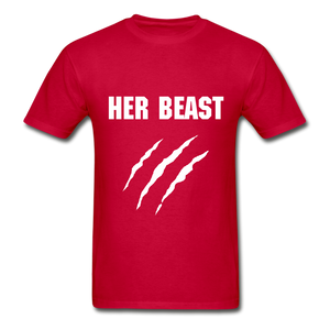 His Beauty and Her Beast Adult Tagless T-Shirts FLEX - red