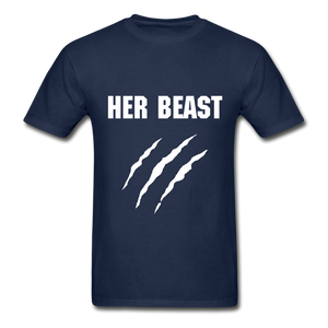 His Beauty and Her Beast Adult Tagless T-Shirts FLEX - navy